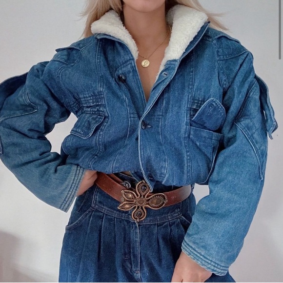 Rare Oversized Vintage Denim Bomber Jacket - Picture 4 of 10